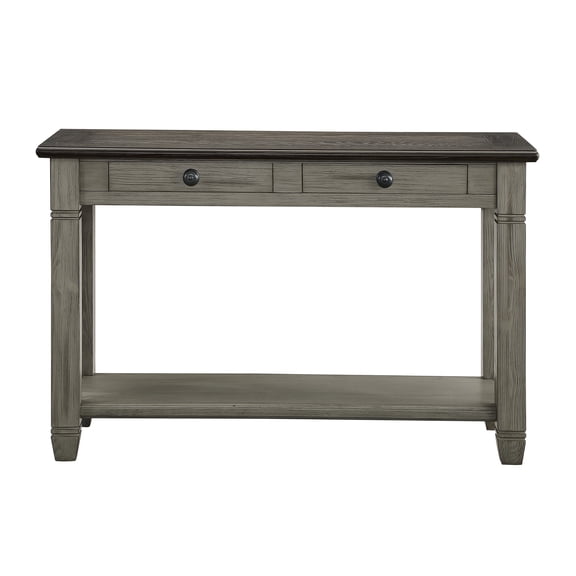 JERFIT Sofa Table with Drawers, 48" Console Table for Living Room, Farmhouse Coffee & Antique Gray 2-Tone Wood Hallway Entryway Table with Storage Shelf
