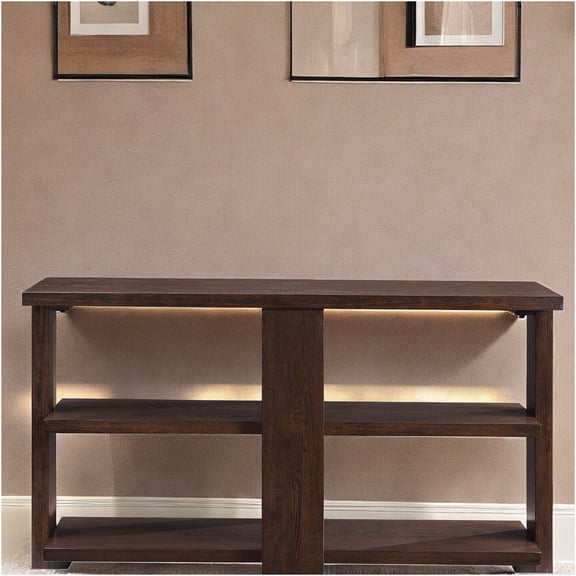 JERFIT Sofa Table with 2 Shelves, Walnut Finish Console Table for Living Room Entryway, Narrow Hallway Accent Table with Wood Top