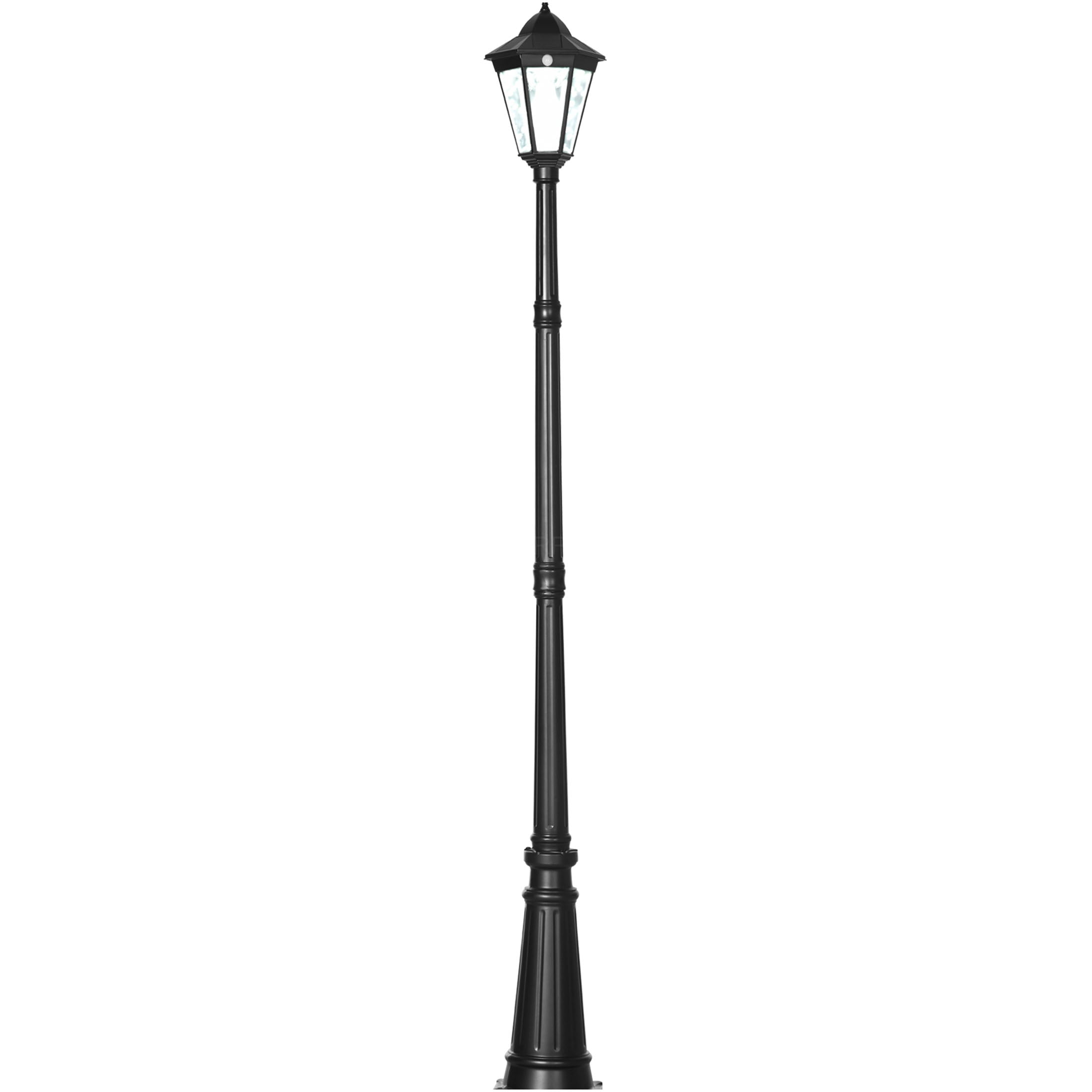 JERFIT Solar Powered Lamp Post Light with Motion Sensor, Dusk to Dawn Outdoor Street Light for Garden Lawn Pathway Driveway, Weatherproof Aluminum, Black