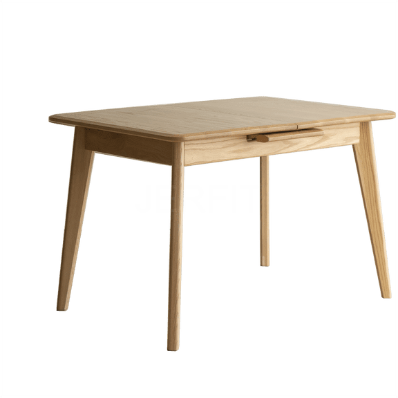 JERFIT Solid Oak Extendable Dining Table for 6-8 People, Round Corner Farmhouse Table with Metal Slide, Light Oak Finish