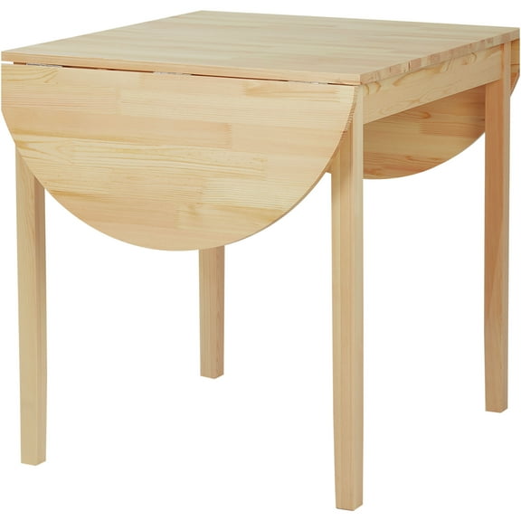 JERFIT Solid Pine Drop Leaf Kitchen Table | Space Saving Folding Dining Table for Small Spaces, Natural Wood Finish