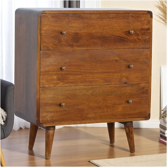 JERFIT Solid Wood Chestnut Storage Chest Trunk, Curved Lid Hope Chest for Blankets, Bedding, Seasonal Clothes