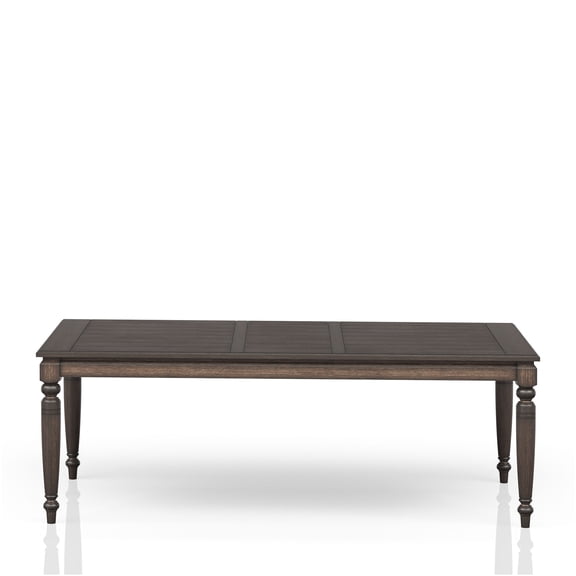 JERFIT Solid Wood Expandable Dining Table with Leaf, Traditional Chocolate Brown Finish, for 6-8 Person