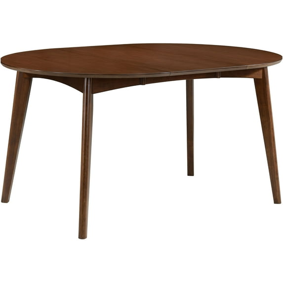 JERFIT Solid Wood Extendable Dining Table with Removable Leaf, Oval Dark Walnut Kitchen Table for 6, Classic MDF Top and Hardwood Legs