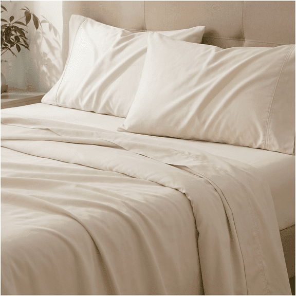 JERFIT Split King 5-Piece Cream Bedding Set with Microfiber and Bamboo Blend for Bedroom Use