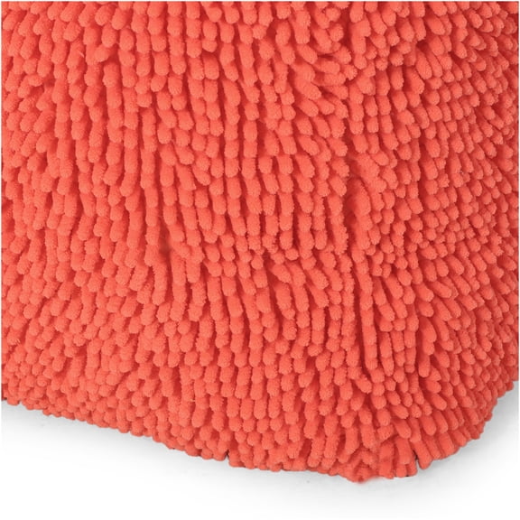 JERFIT Square Pouf Ottoman Floor Cushion, Coral Microfiber Accent Stool for Living Room, Bedroom, Dorm