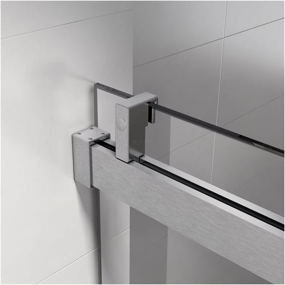JERFIT Stainless Steel Shower Door Top Rail Track Only in Brushed Nickel, Sliding Glass Door Top Mount Buffer Track, Universal Top Guide Rail for Bathroom
