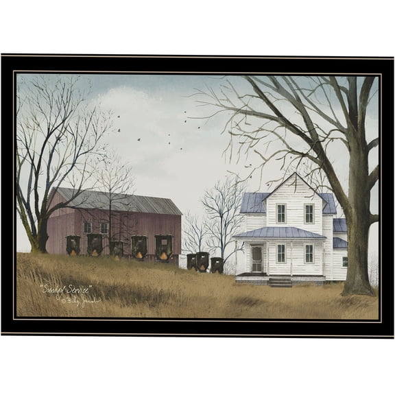 JERFIT Sunday Service Framed Wall Art Print, Billy Jacobs, Modern Multicolor Canvas Picture, Ready to Hang Home Decor for Living Room, Bedroom, Office