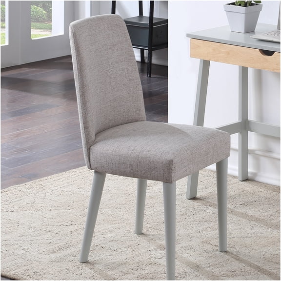 JERFIT Taylor Accent Chair with Plush Gray Fabric and Solid Wood Legs for Dining Room, Office, Living Room