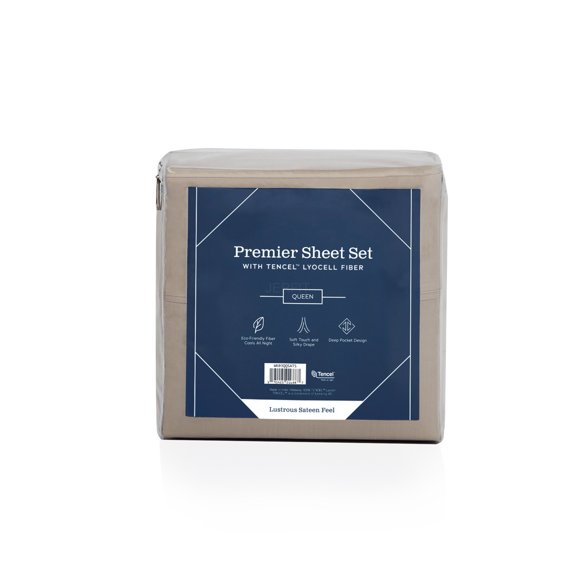 JERFIT Tencel Blend Sheet Set, Split California King, Sandstone - Temperature Regulating, Moisture Wicking, Deep Pocket Fitted Sheets, Eco-Friendly Bedding