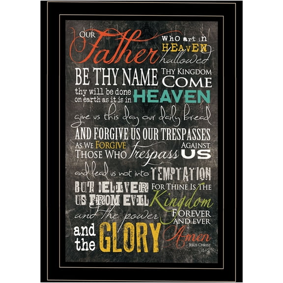 JERFIT The Lord's Prayer Framed Art Print, Modern Multicolor Scripture Wall Decor for Living Room, Bedroom, Ready to Hang, Gift Idea