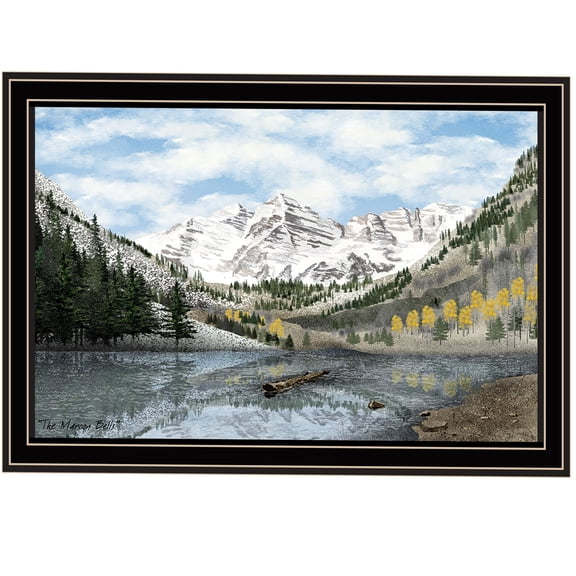 JERFIT The Maroon Bells Framed Wall Art Print, Modern Landscape Canvas Poster for Living Room Bedroom Home Office Decor, Ready to Hang