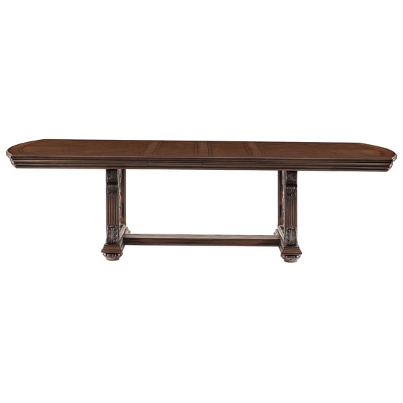 JERFIT Traditional Extendable Dining Table with Leaf, Dark Oak Finish, Formal Classic Design for 8 Person