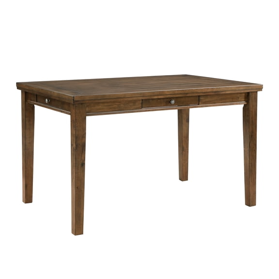 JERFIT Traditional Kitchen Dining Table with Storage Drawers, Rectangular Counter Height Table for 6, Cherry Finish Wooden Furniture