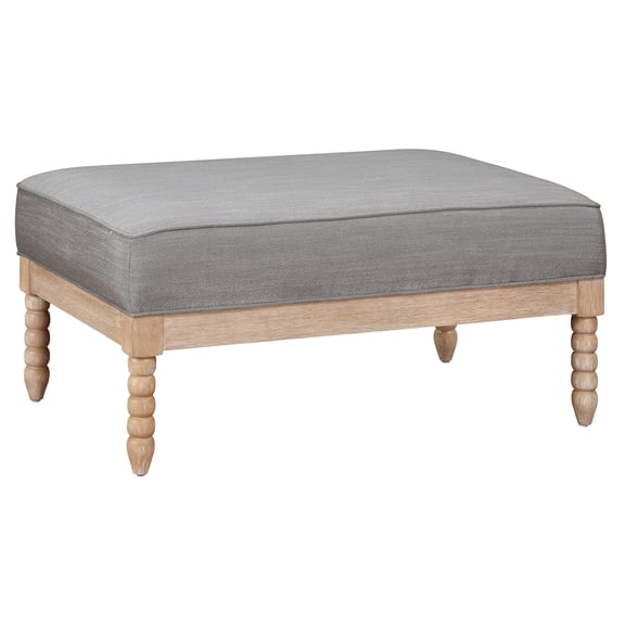 JERFIT Traditional Ottoman with Cushion Top, Gray Upholstered Storage Footrest Bench, Solid Wood Legs Accent Seat for Living Room