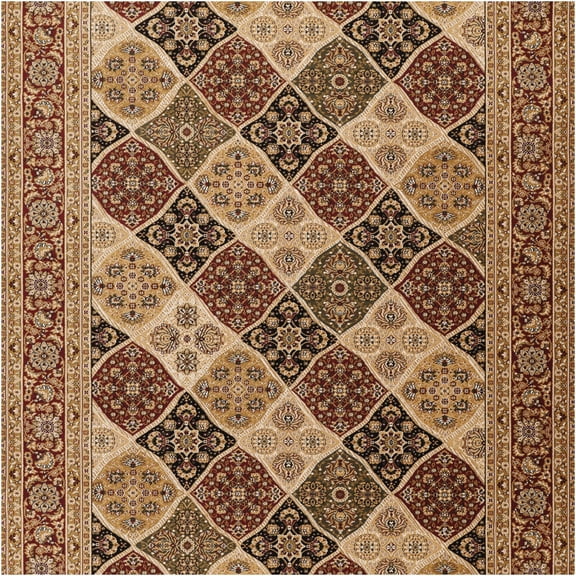 JERFIT Traditional Red Area Rug 5x7 Feet, Floral Medallion Pattern Indoor Carpet for Living Room Dining Bedroom