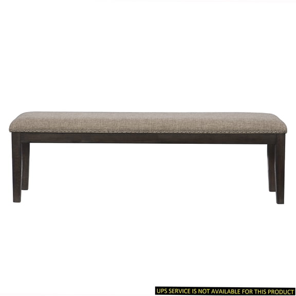 JERFIT Traditional Style Wood Framed 1pc Bench Upholstered Naihead Trim Wire Brushed Rustic Brown