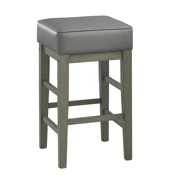 JERFIT Transitional Counter Height Stools Set of 2, Antique Gray Faux Leather Seating with Solid Wood Frame for Kitchen Island, Bar & Dining
