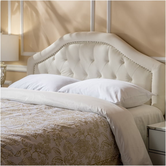 JERFIT Tufted Upholstered Queen Headboard with Nailhead Trim, Adjustable Height