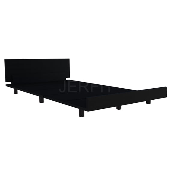 JERFIT Twin Bed Frame with Headboard Storage, Black - 3 Drawers, Cabinet with Hanging Rods, Shelves