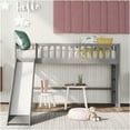 thumbnail image 1 of JERFIT Twin Low Loft Bed with Ladder and Slide, Gray, 1 of 9