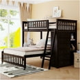 thumbnail image 1 of JERFIT Twin Over Full Bunk Bed with 6 Drawers & 3 Shelves, Space-Saving Solid Wood Loft Bed with Stairs, Espresso Finish, 1 of 10