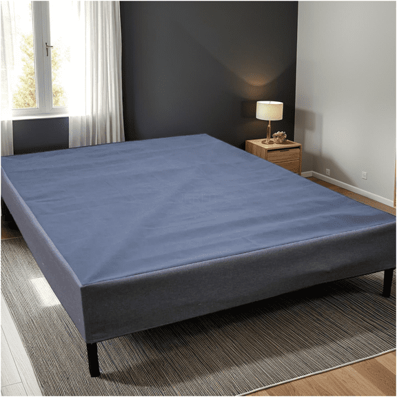 JERFIT Twin Size Bed Frame Foundation, Heavy Duty Platform Base with Upholstered Headboard, Black and Gray, 1000lb Weight Capacity, Easy Assembly, No Box Spring Needed