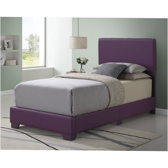JERFIT Twin Size Bed Frame, Purple Upholstered Platform Bed with Foam Padding, No Box Spring Needed, Modern Casual Bedroom Furniture
