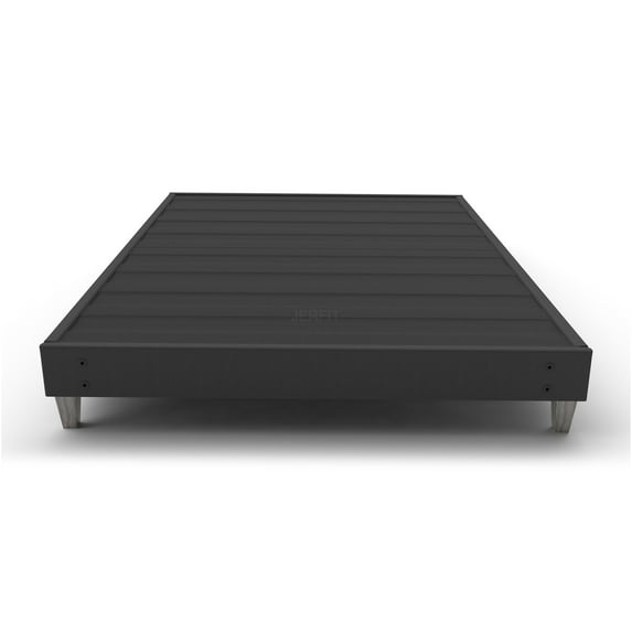 JERFIT Twin Size Bed Frame with Upholstered Headboard, Quick Setup No Tools Platform Base with 6" Modern Legs, Dark Grey