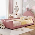 thumbnail image 1 of JERFIT Twin Size Upholstered Daybed with Rabbit Ear Shaped Headboard Pink, 1 of 8