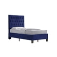 thumbnail image 1 of JERFIT Twin Size Upholstered Platform Bed Frame with Headboard, Navy Blue Fabric, Solid Wood Structure, Easy Assembly, 1 of 6