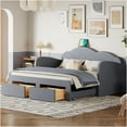 thumbnail image 1 of JERFIT Twin Size Upholstered daybed with Cloud-Shaped Backrest Trundle 2 Drawers and USB Ports, 1 of 8