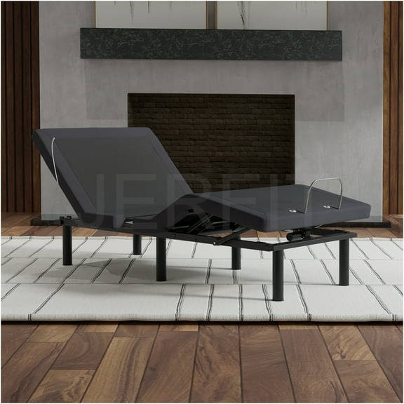 JERFIT Twin XL Adjustable Bed Base with Voice Control, Zero Gravity Massage, USB Chargers, Underbed LED Lights, Glide Tech Wall-Hugger