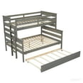 thumbnail image 1 of JERFIT Twin over Full Gray Wood Bunk Bed with trundle. Features slatted design, pull - out bed for extra sleep space., 1 of 3