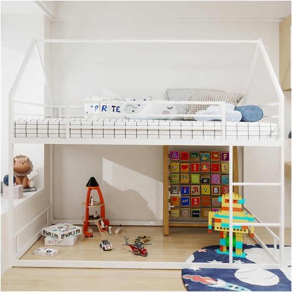 JERFIT Twin over Twin Bunk Bed Heavy-duty Sturdy Metal Noise Reduced Safety Guardrail No Box