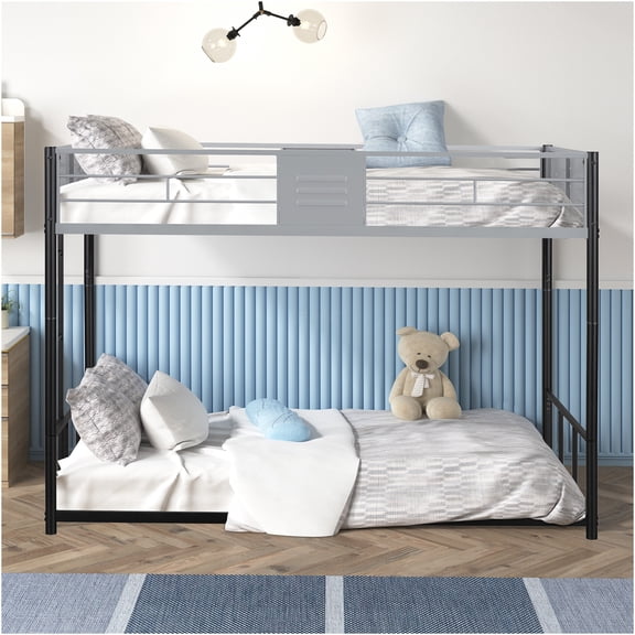 JERFIT Twin over Twin Bunk Bed with Vent Board Heavy-duty Sturdy Metal Noise Reduced Safety