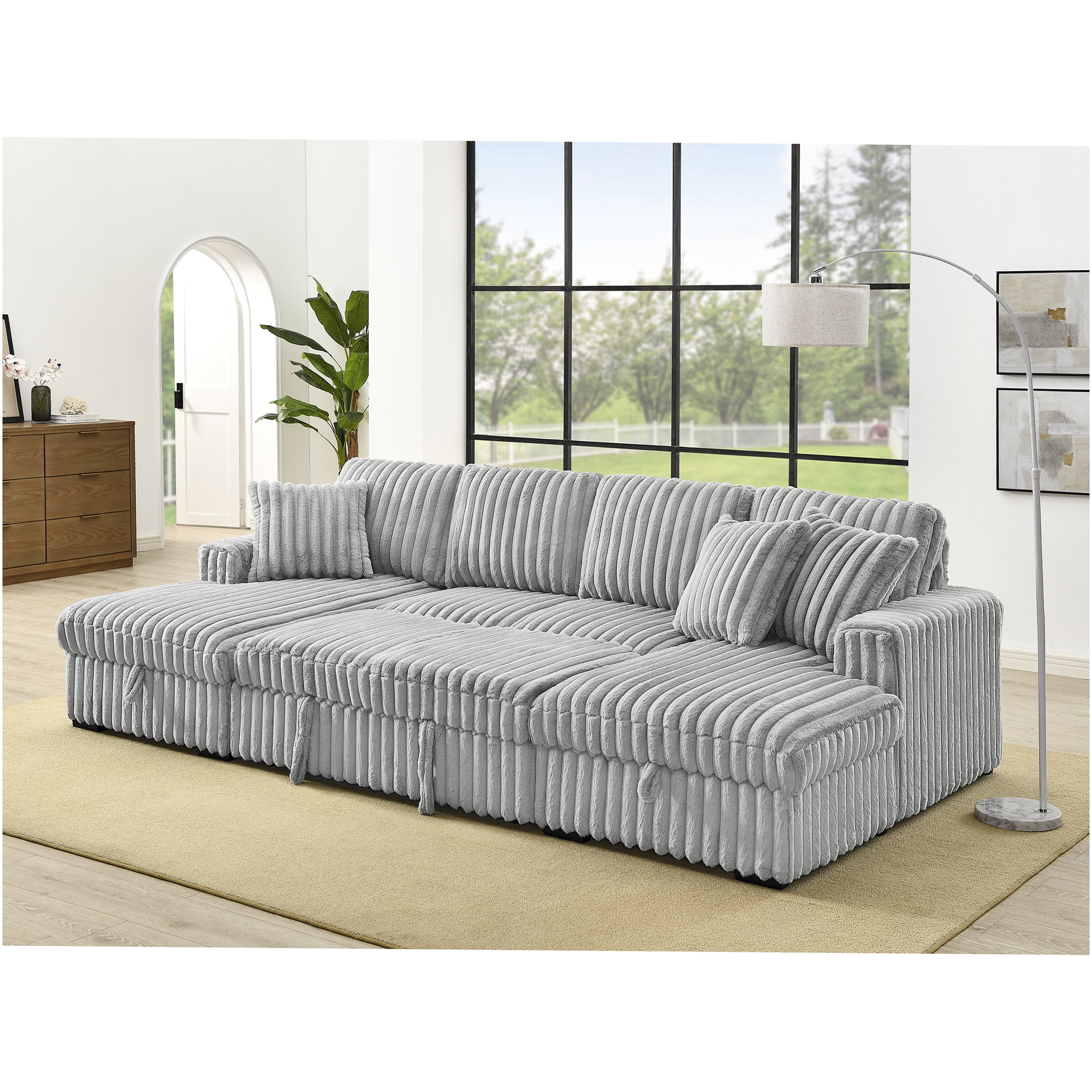 JERFIT U-Shape Sectional Sofa Bed with Storage Chaise, Convertible Pull ...