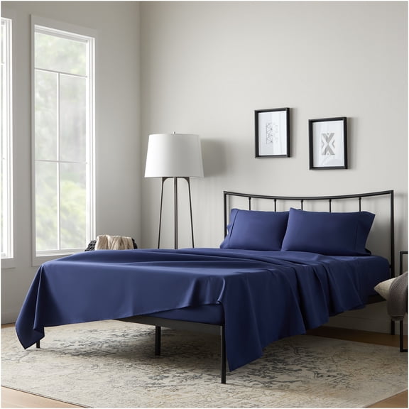 JERFIT Ultra-Soft Microfiber Sheet Set, Twin Size, Double Brushed for Luxury Feel, Wrinkle Free, Fade Resistant, Includes Fitted Sheet, Flat Sheet & Pillowcases, Ocean Blue