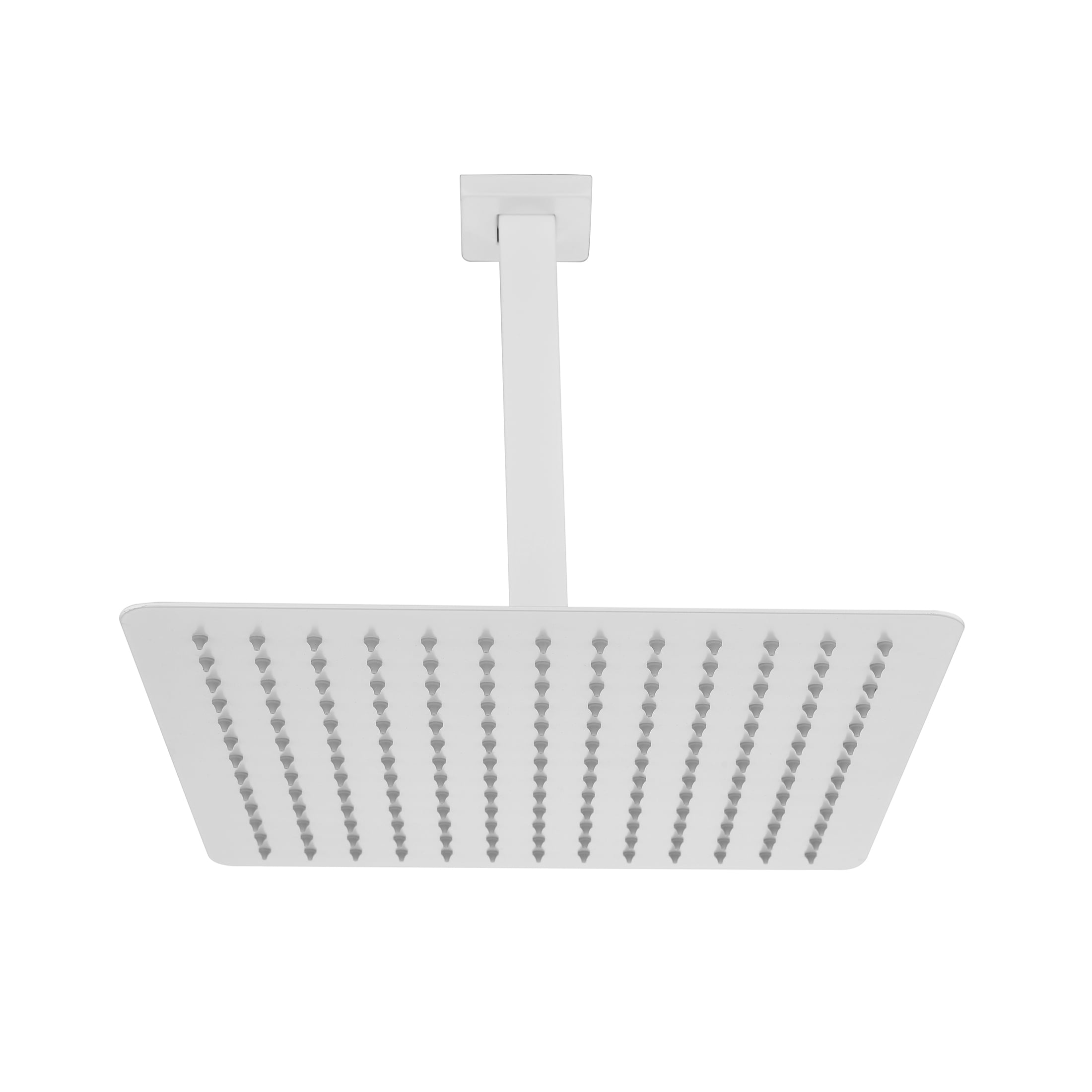 JERFIT Ultra-Thin 12 Inch Rain Shower Head High Pressure, 304 Stainless Steel Square Showerhead with Self-Cleaning Nozzles, Tool-Free Installation, Full Body Coverage, White
