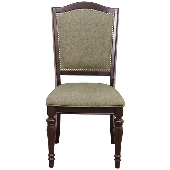 JERFIT Upholstered Dining Chairs Set of 2, Wood Side Chairs with Nailhead Trim and Padded Seat, Cherry Finish