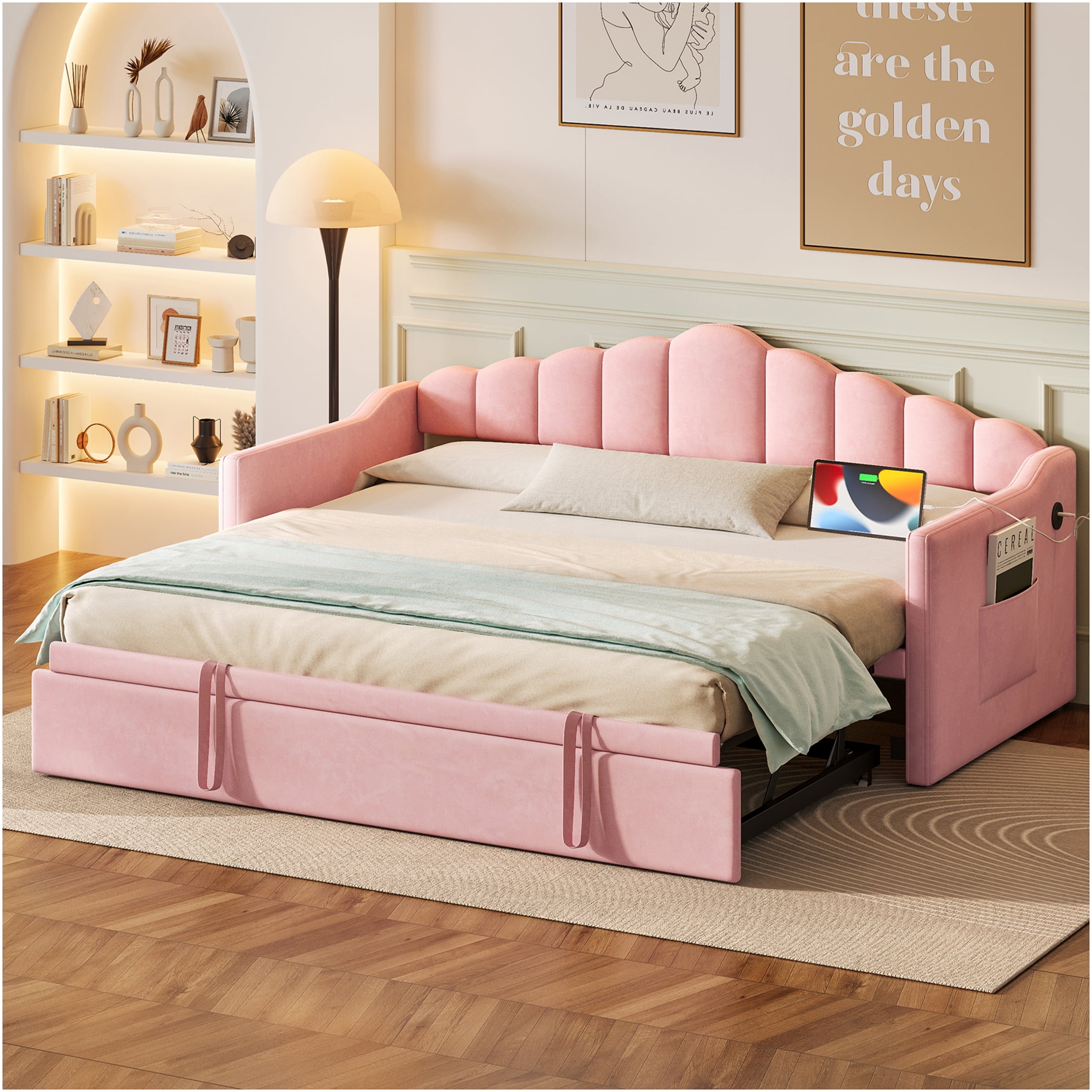 JERFIT Upholstered Twin Size Daybed With Adjustable Height Pop Up jerfit-upholstered-twin-size-daybed-with-adjustable-height-pop-up