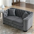 thumbnail image 1 of JERFIT Velvet Chesterfield Sofa for Living Room, 2-Seater Couch with Tufted Back and Nailhead Trim, Upholstered Loveseat for Apartment, Office (Grey), 1 of 8