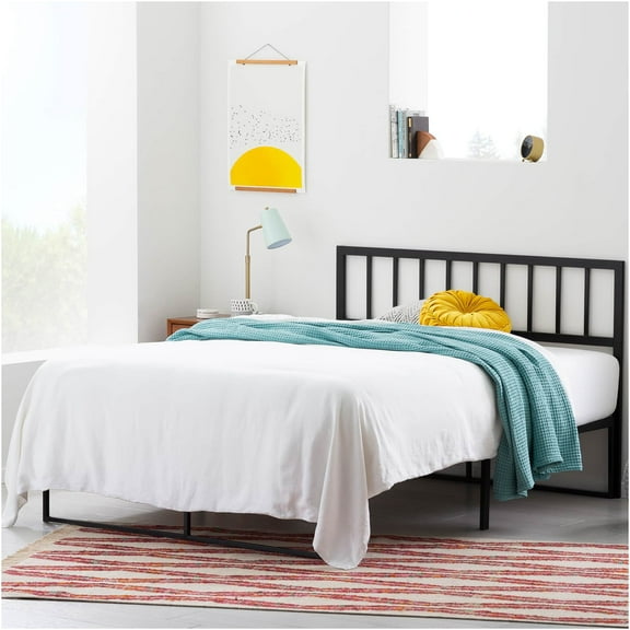 JERFIT Vertical Panel Metal Headboard, California King, Black