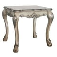thumbnail image 1 of JERFIT Vintage Bone White End Table with Floral Carving, Traditional Square Side Table for Living Room, 1 of 5