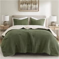 thumbnail image 1 of JERFIT Waffle Knit Chenille King Comforter Set with Sherpa Reverse, Olive Green, Ultra Soft & Breathable Bedding Ensemble, 1 of 8