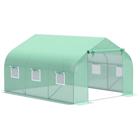 JERFIT Walk-in Greenhouse with Roll-Up Windows, Durable PE Cover & Steel Frame for Outdoor Plant Protection