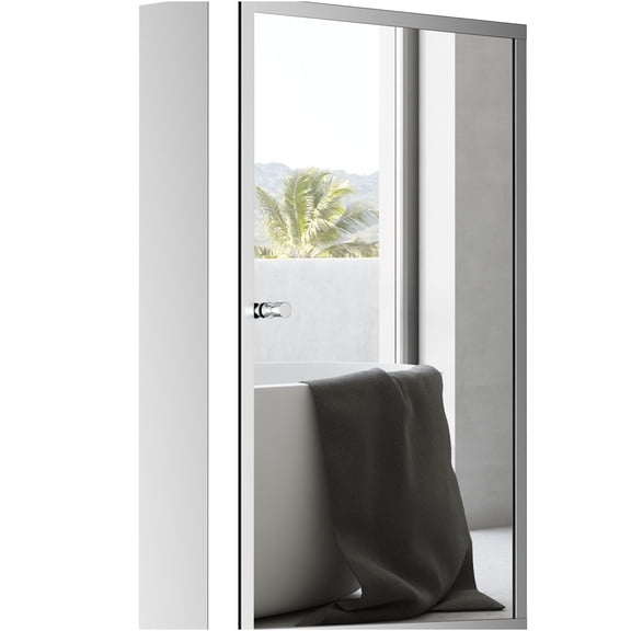 JERFIT Wall Mount Medicine Cabinet with Mirror, Stainless Steel Bathroom Storage Organizer with Magnetic Door and Adjustable Shelves