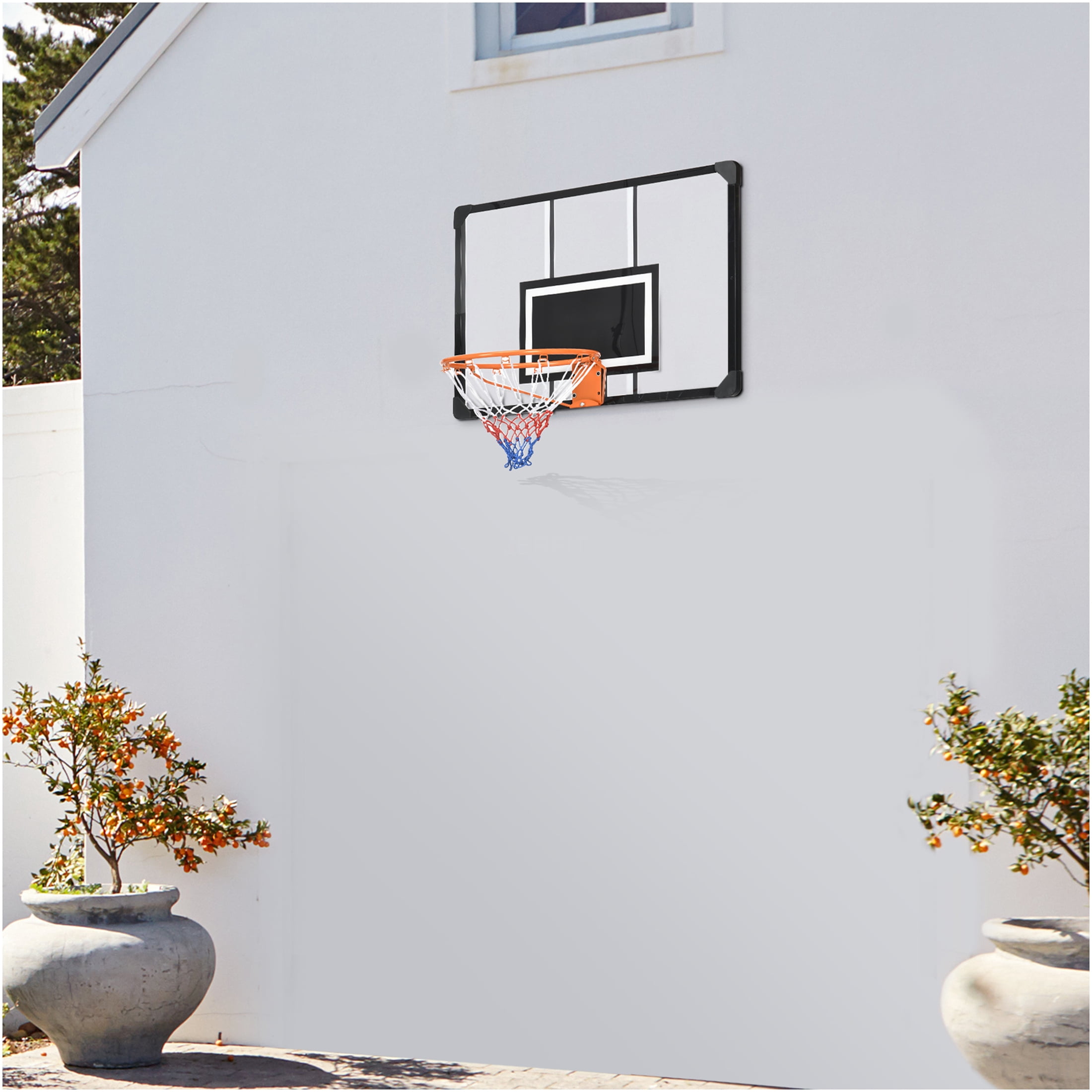 JERFIT Wall Mounted Basketball Hoop Set for Kids & Adults, 45" Shatterproof Backboard with Adjustable Height, All-Weather Steel Frame, Durable Rim & Net for Indoor Outdoor Play