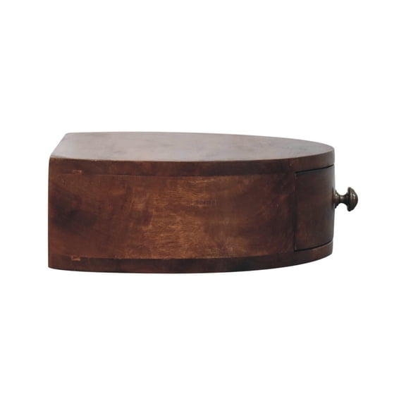 JERFIT Wall Mounted Floating Nightstand, Solid Mango Wood Bedside Table with Drawer, Honey Caramel Brown Finish for Modern Bedroom