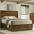 thumbnail image 1 of JERFIT Walnut Full Size Panel Bed Frame with High Headboard, Transitional Style Engineered Wood Platform Bed, Foundation-Free Design, 1 of 6